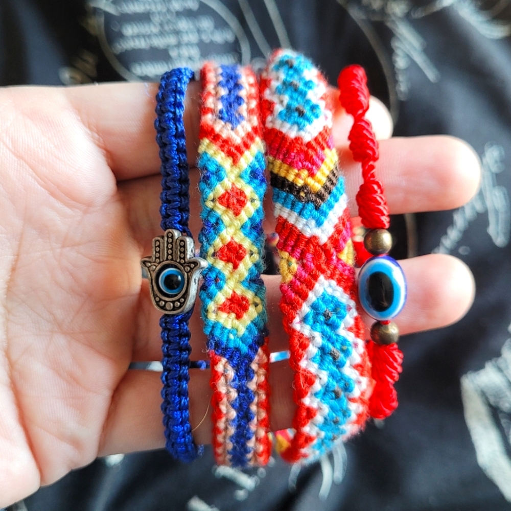 BUNDLE Woven blue and red bracelets